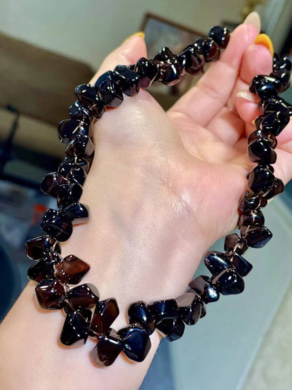 Tea Crystal Irregular Chip Necklace 38cm 80g