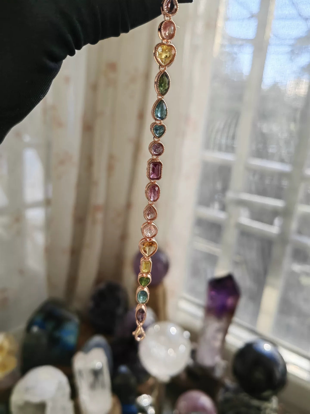 Natural Tourmaline Bezel Set Bracelet