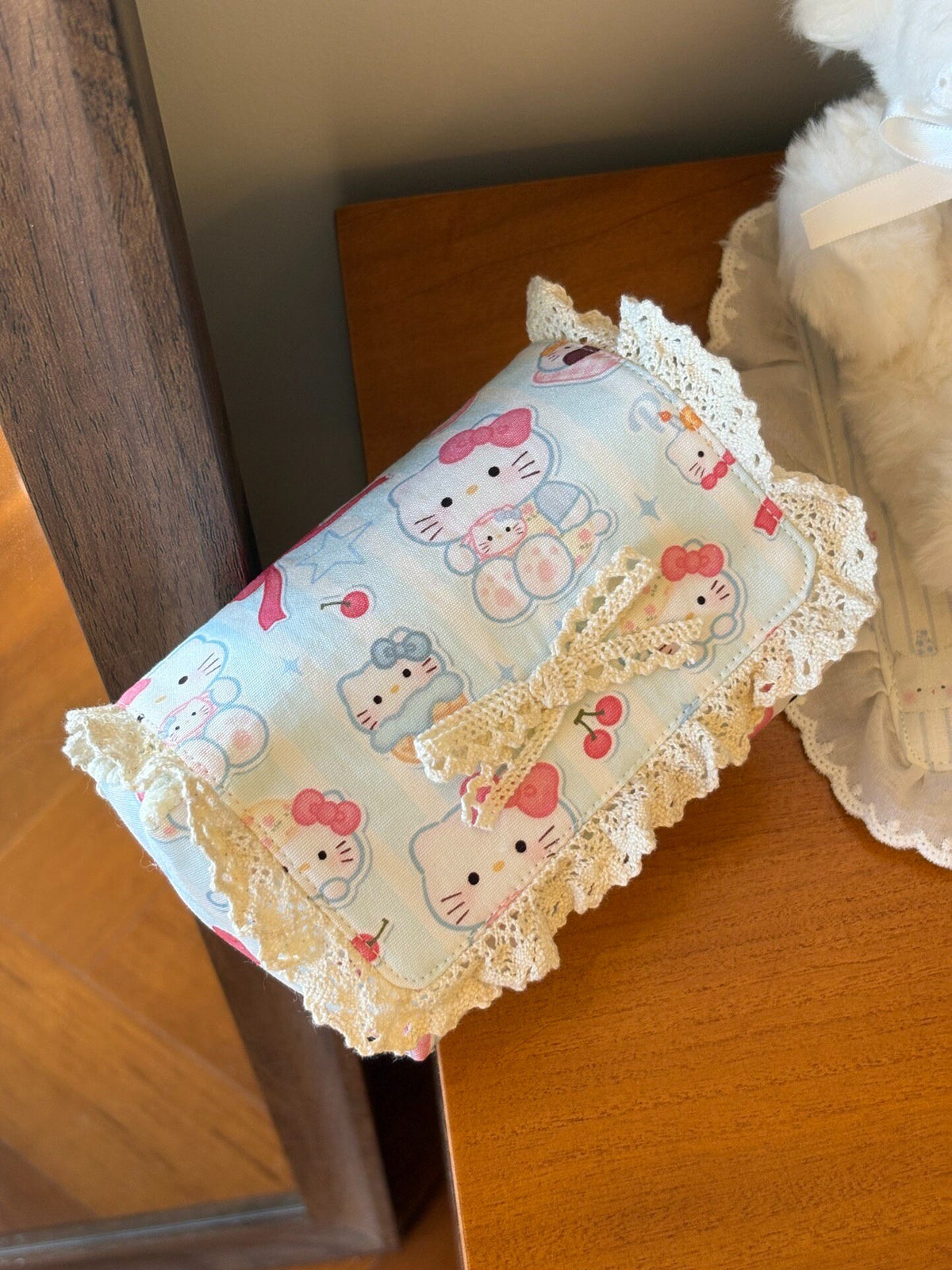 Cat Print Double Layer Camera Storage Pouch