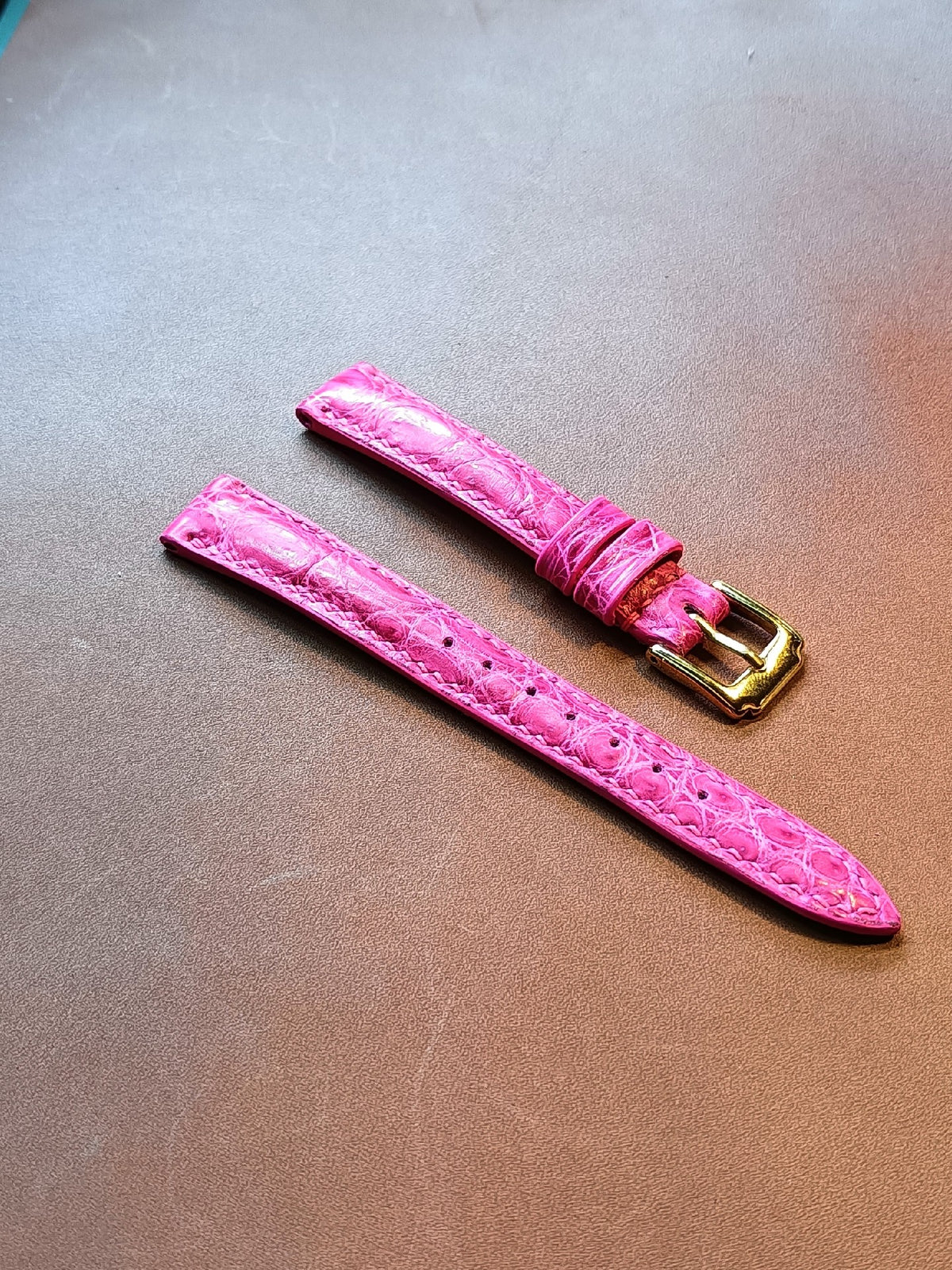 Pink Crocodile Leather Watch Strap
