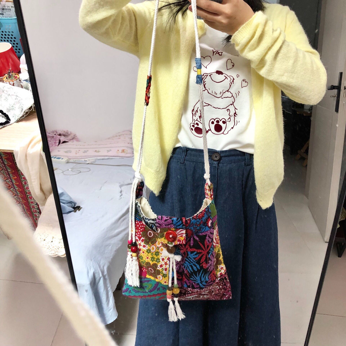 Handmade Adjustable Ethnic Patchwork Crossbody Bag