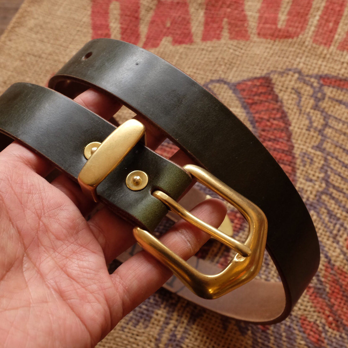 Handmade Horween CXL Leather Belt Dark Green