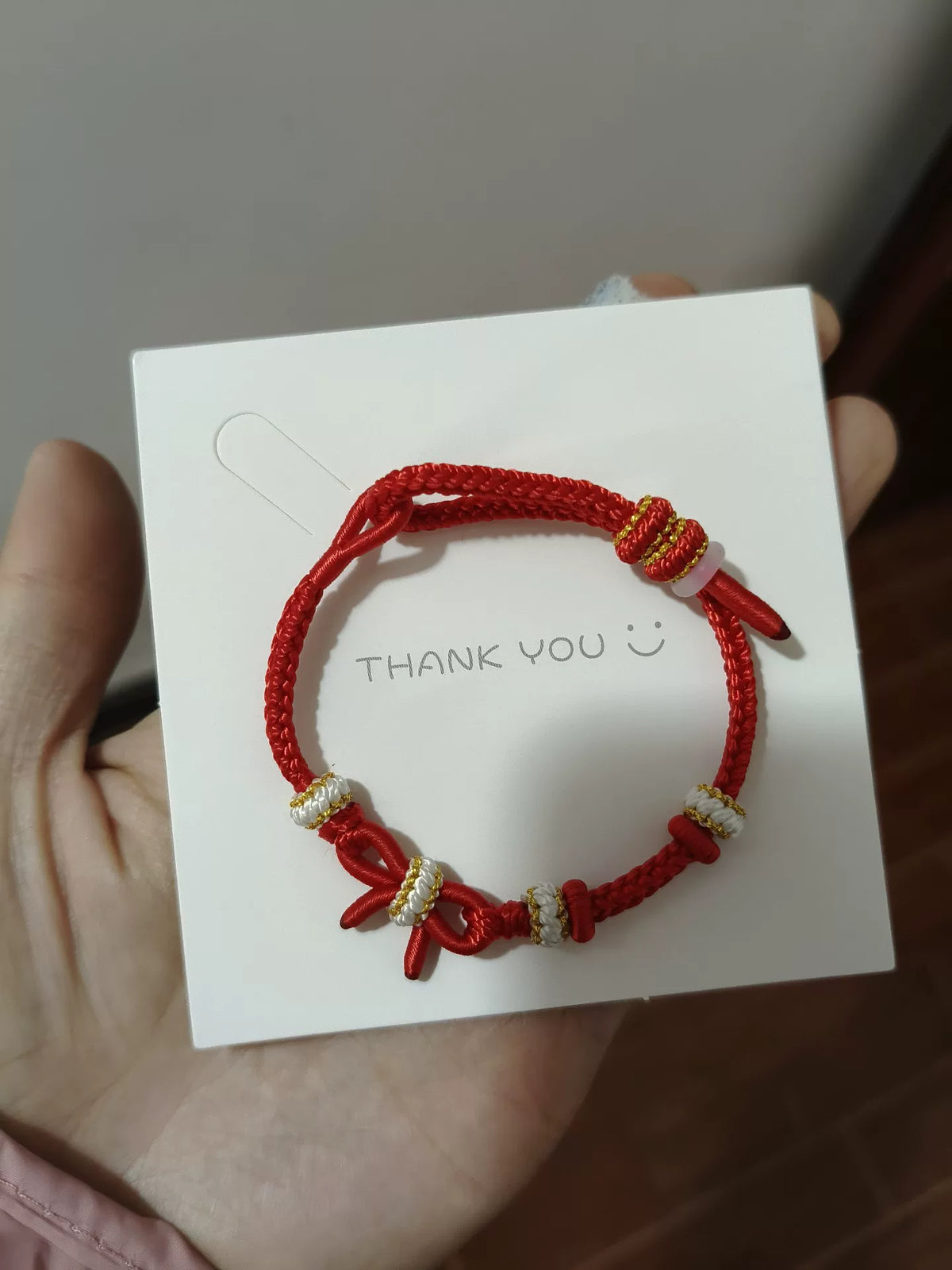 Hand Braided Red Cord Bracelet with Bow