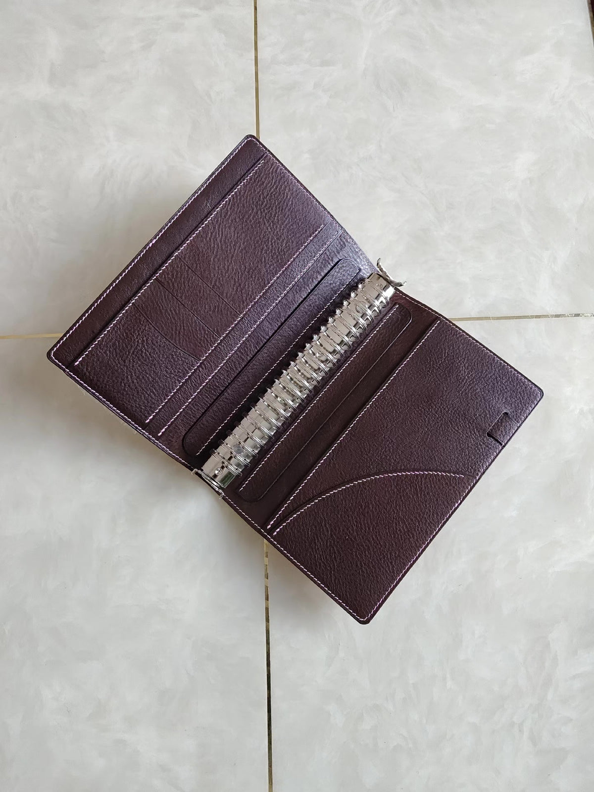 A5 Pink Leather Loose Leaf Notebook