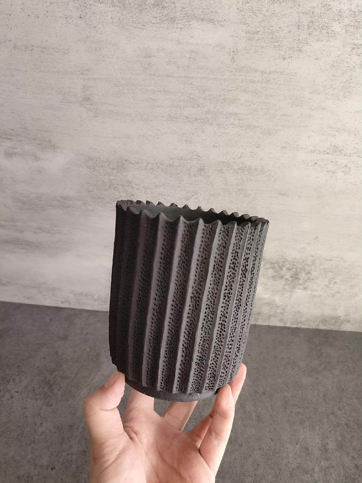 Fluted Black Pen Holder