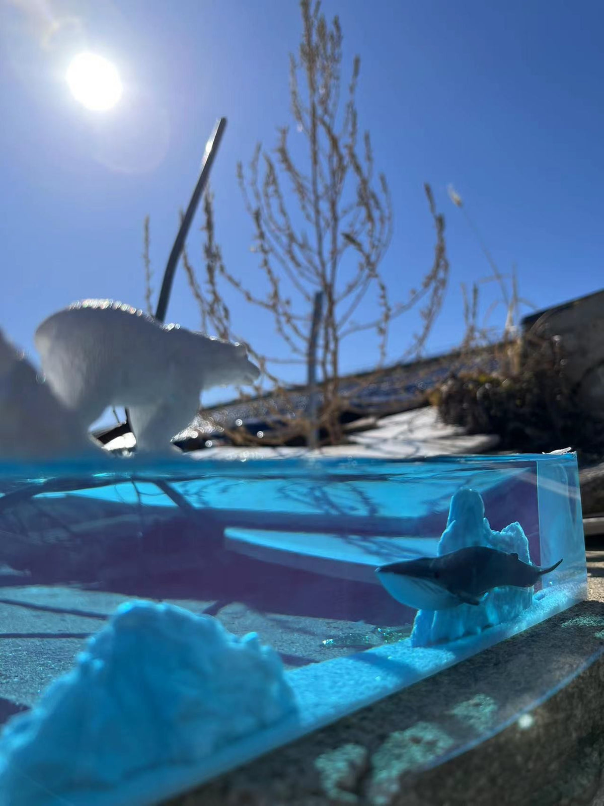 Arctic Polar Bear Blue Whale Resin Diorama