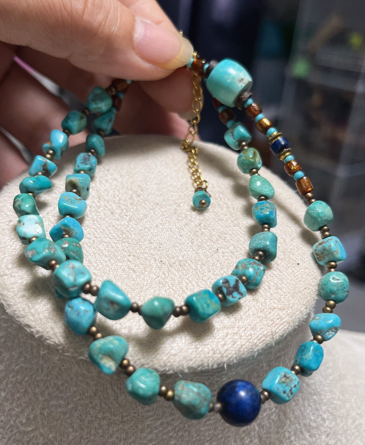 Natural Turquoise Beaded Necklace