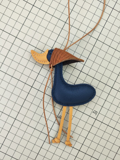 Handmade Leather Lucky Duck Keychain Bag Charm