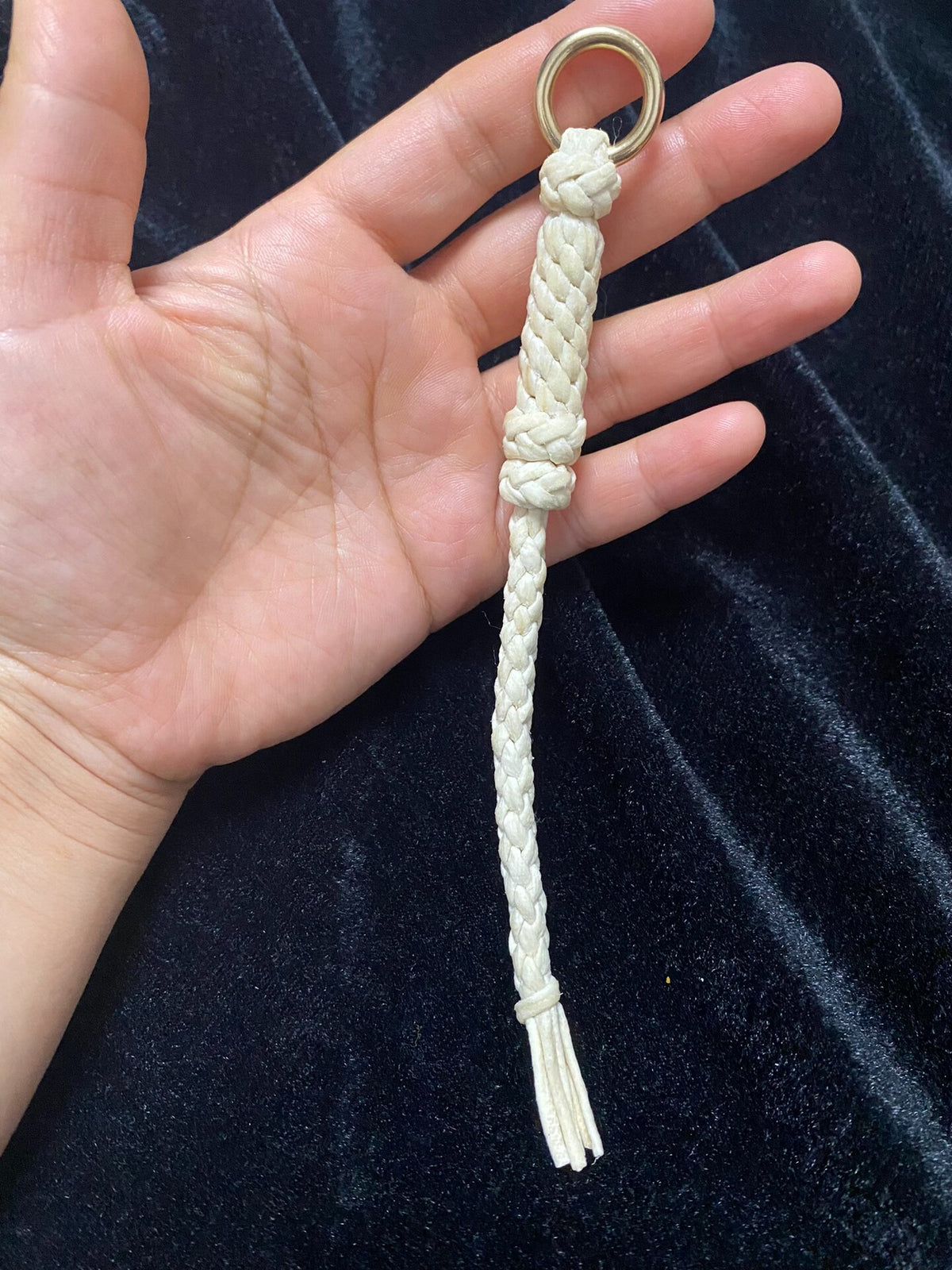 Hand Braided Sheepskin Leather Cord Keychain Pendant
