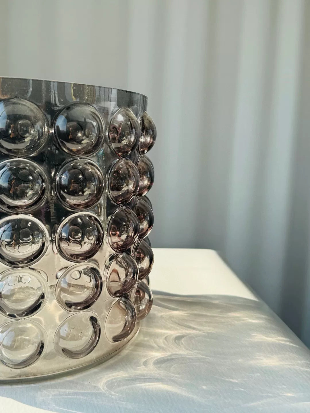Smoky Grey Bubble Glass Cylinder Vase
