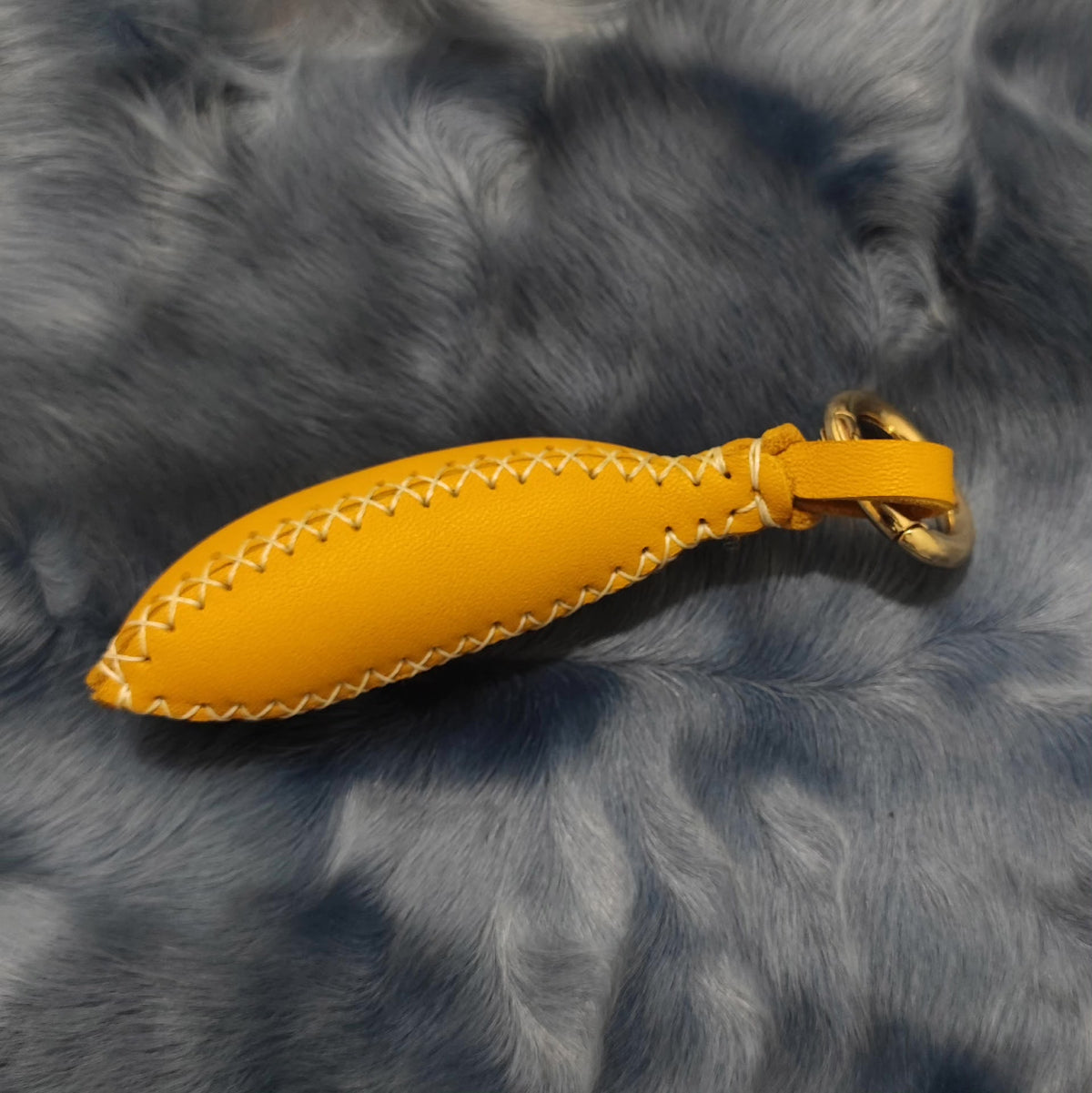 Handcrafted Leather Banana Bag Charm Keychain