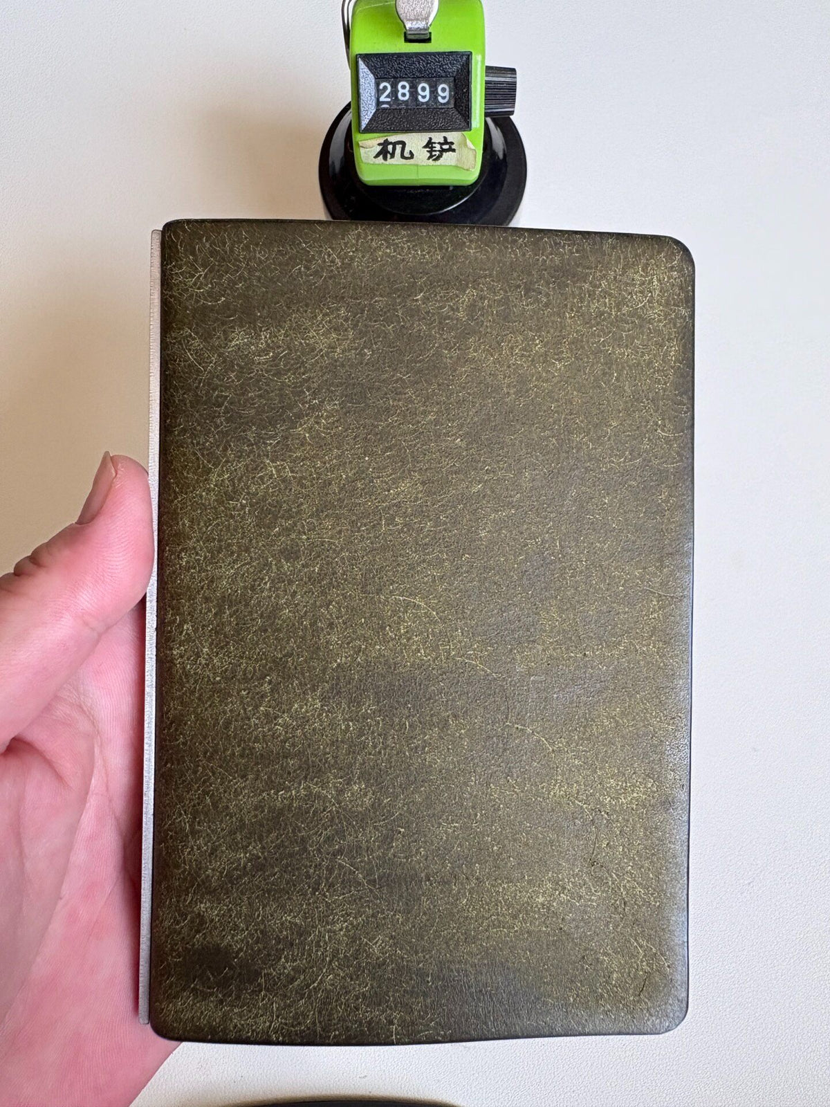 Handmade A7 Ring Binder Olive Leather Notebook