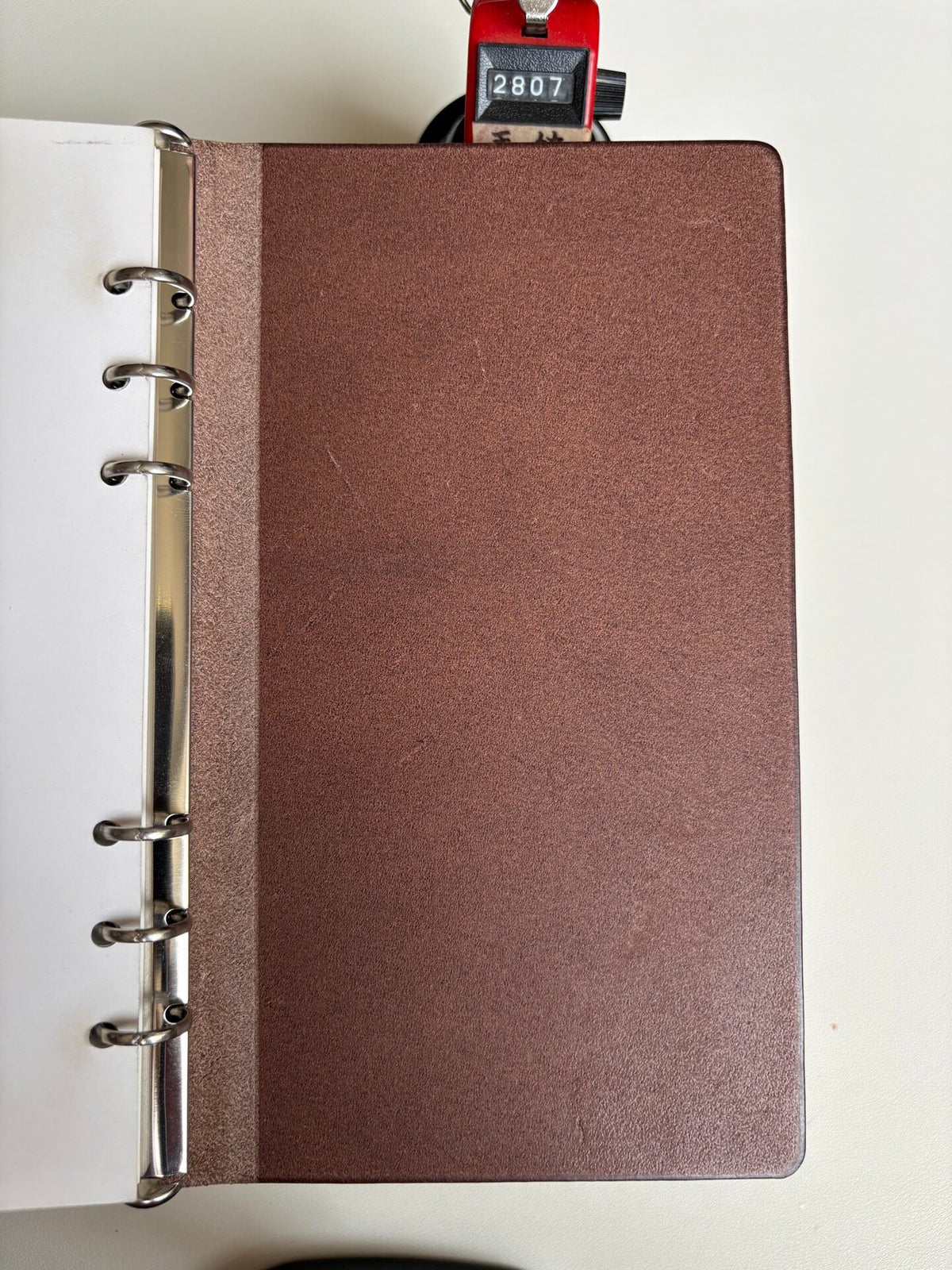 A5 Leather Binder Six Ring Dark Brown