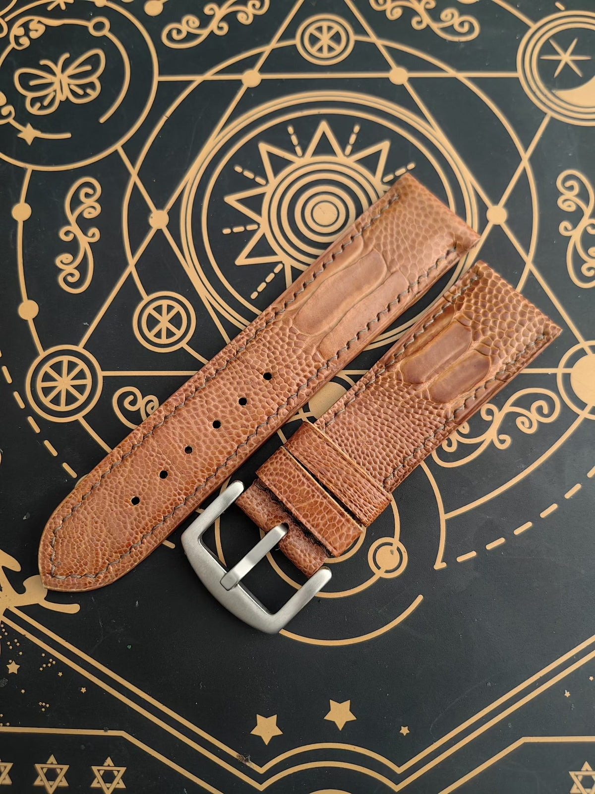 Ostrich Leg Leather Watch Strap 22mm