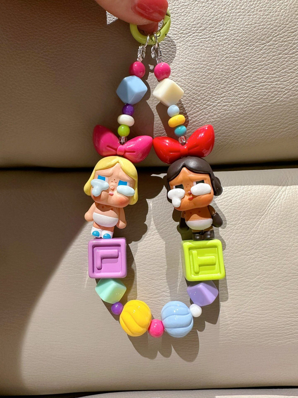 Crying Doll Phone Chain Keychain Multicolor Beads