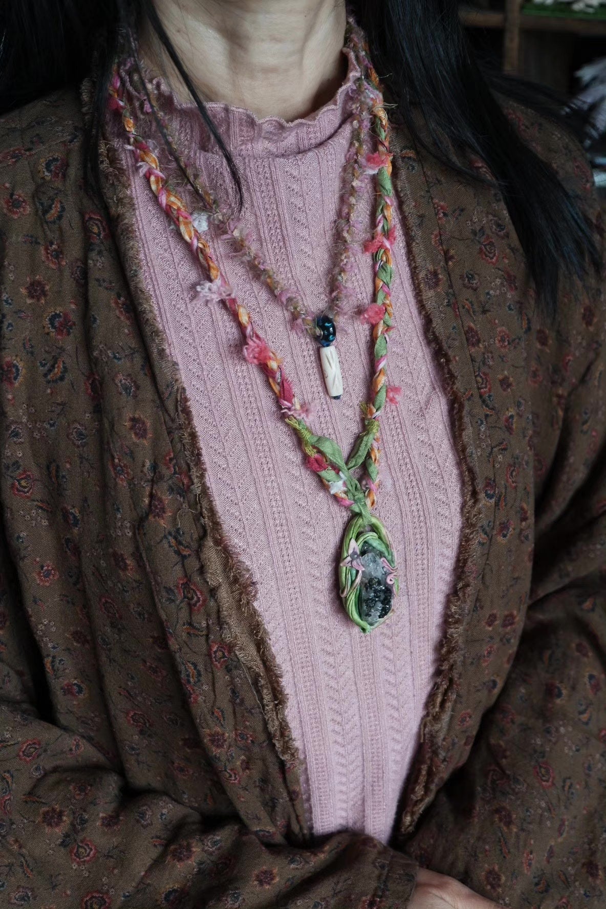 Handmade Forest Ethnic Stone Necklace