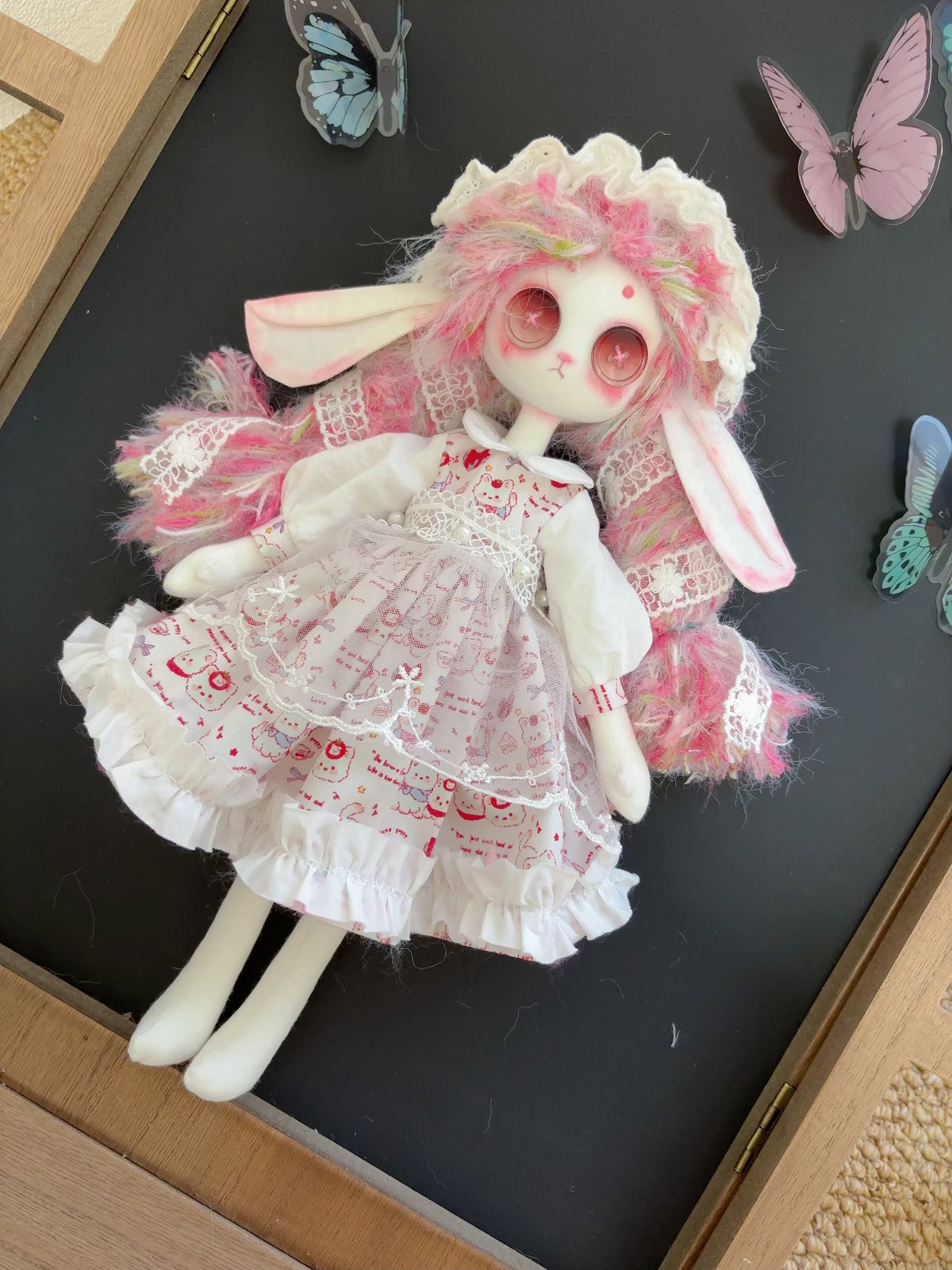 Handmade Cloth Doll with Button Eyes