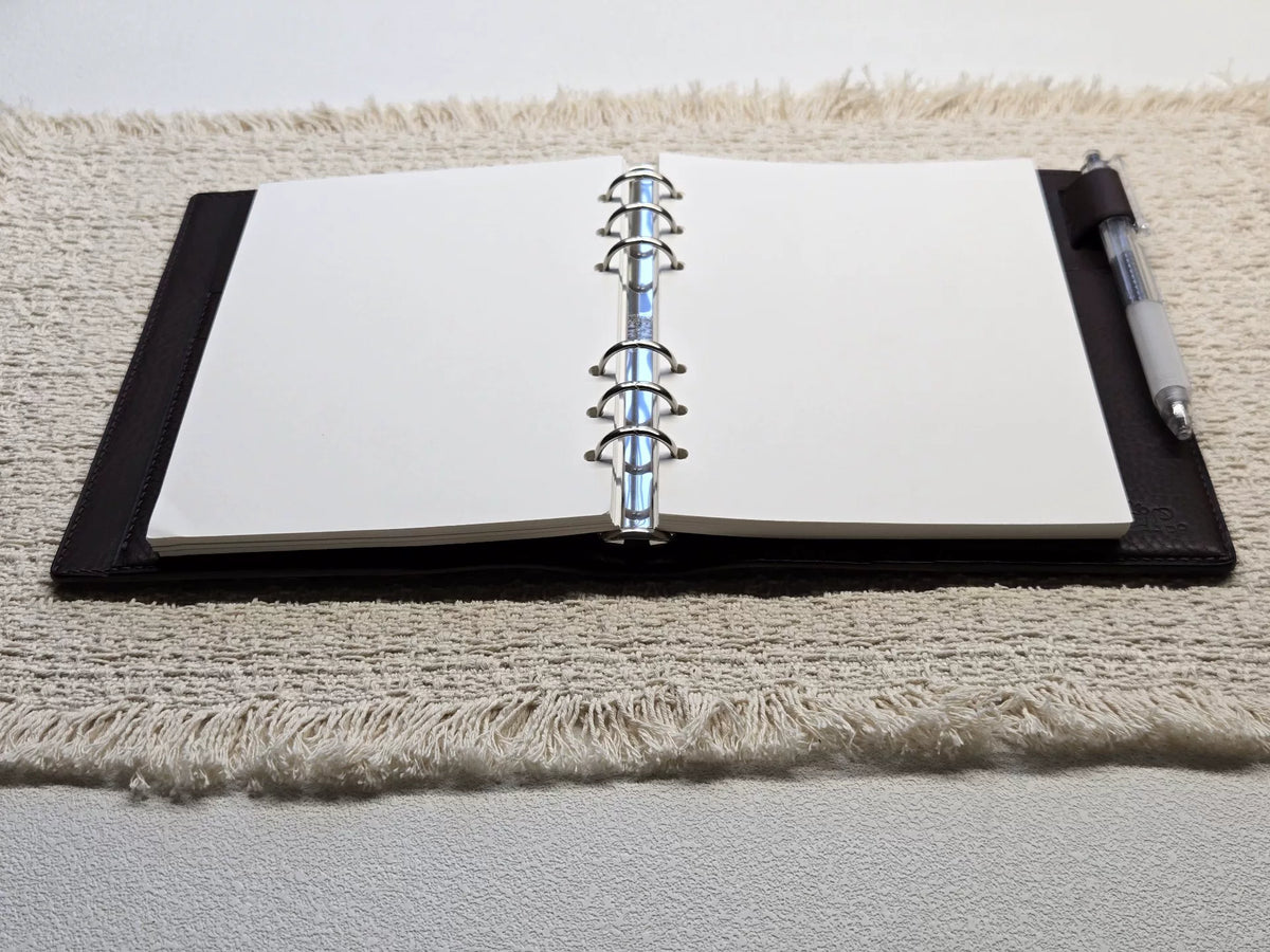 B6 Bifold Leather Ring Binder Planner