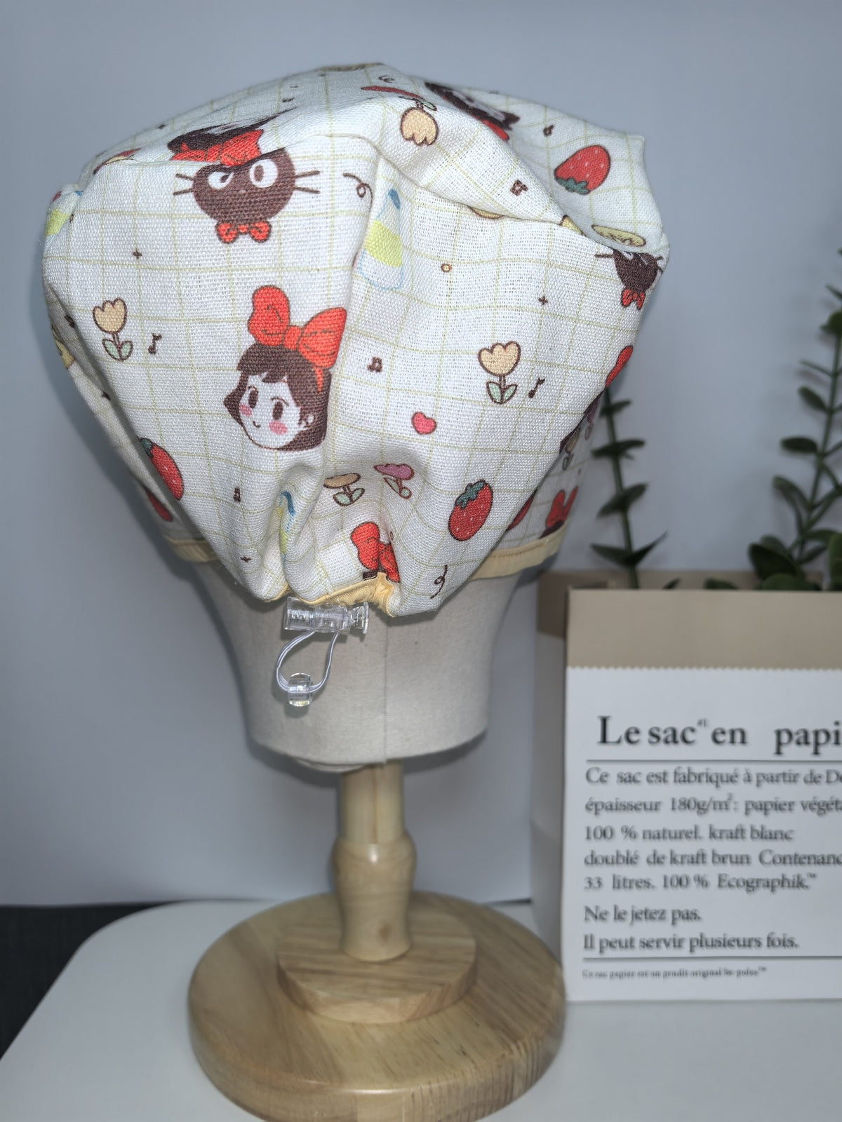 Cotton Linen Strawberry Print Adjustable Cap