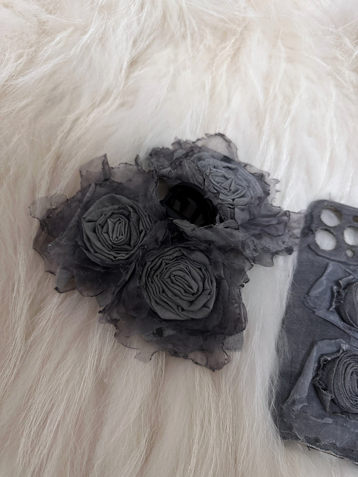 Plant-Dyed Fabric Rose Hair Claw Clip