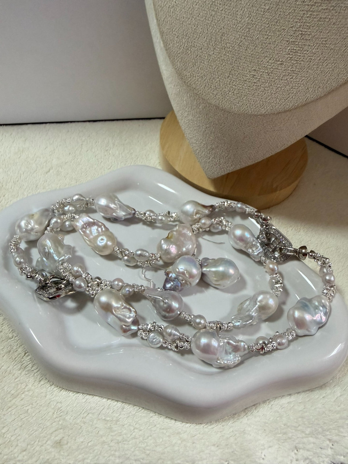 Baroque Pearl Jewelry Set with Silver Clasps