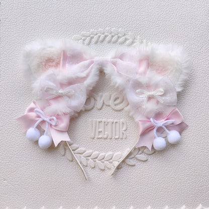 Plush Snowflake Cat Ear Headband Lolita Hair Accessory