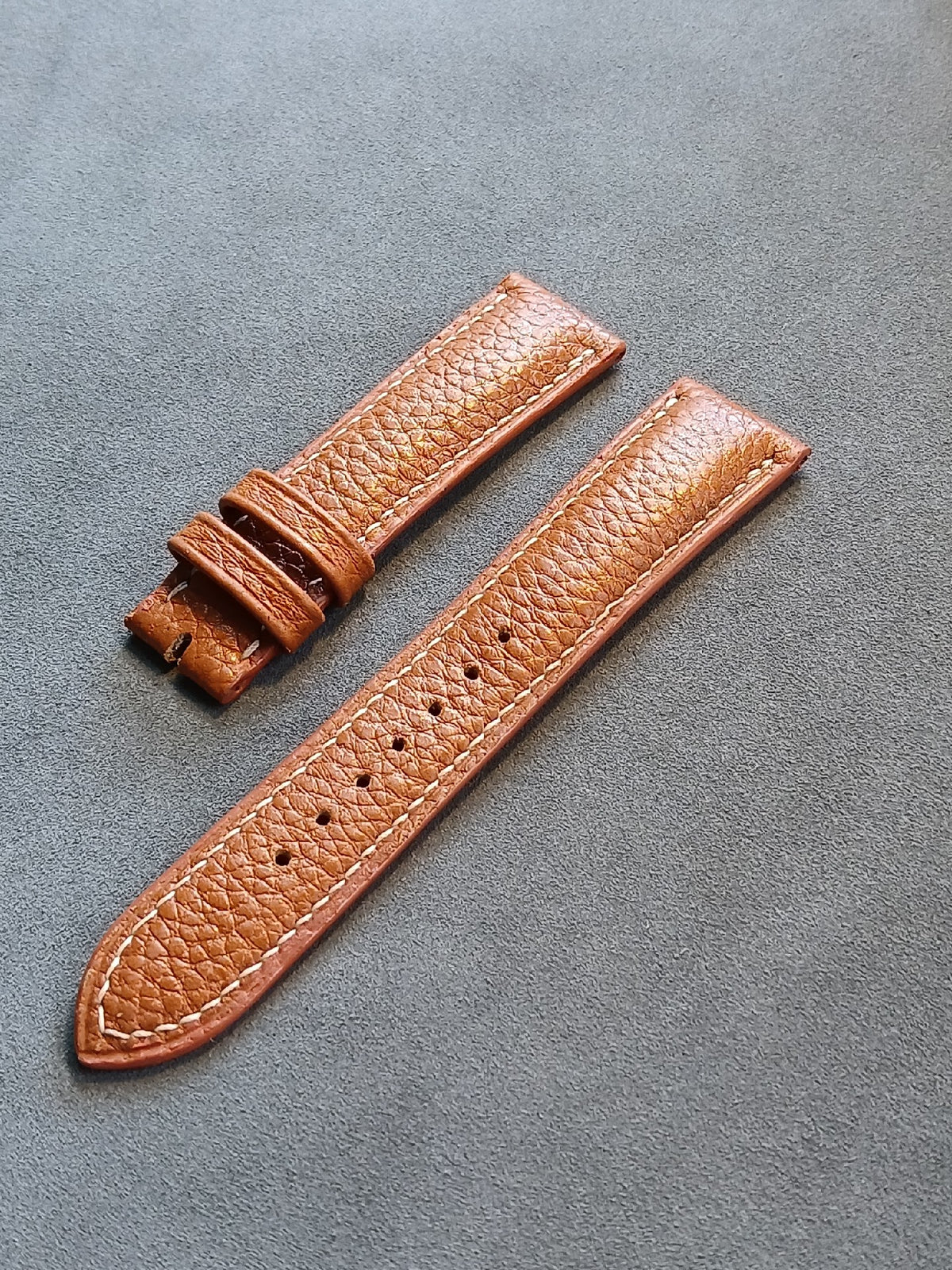 Golden Brown Pebbled Leather Watch Strap
