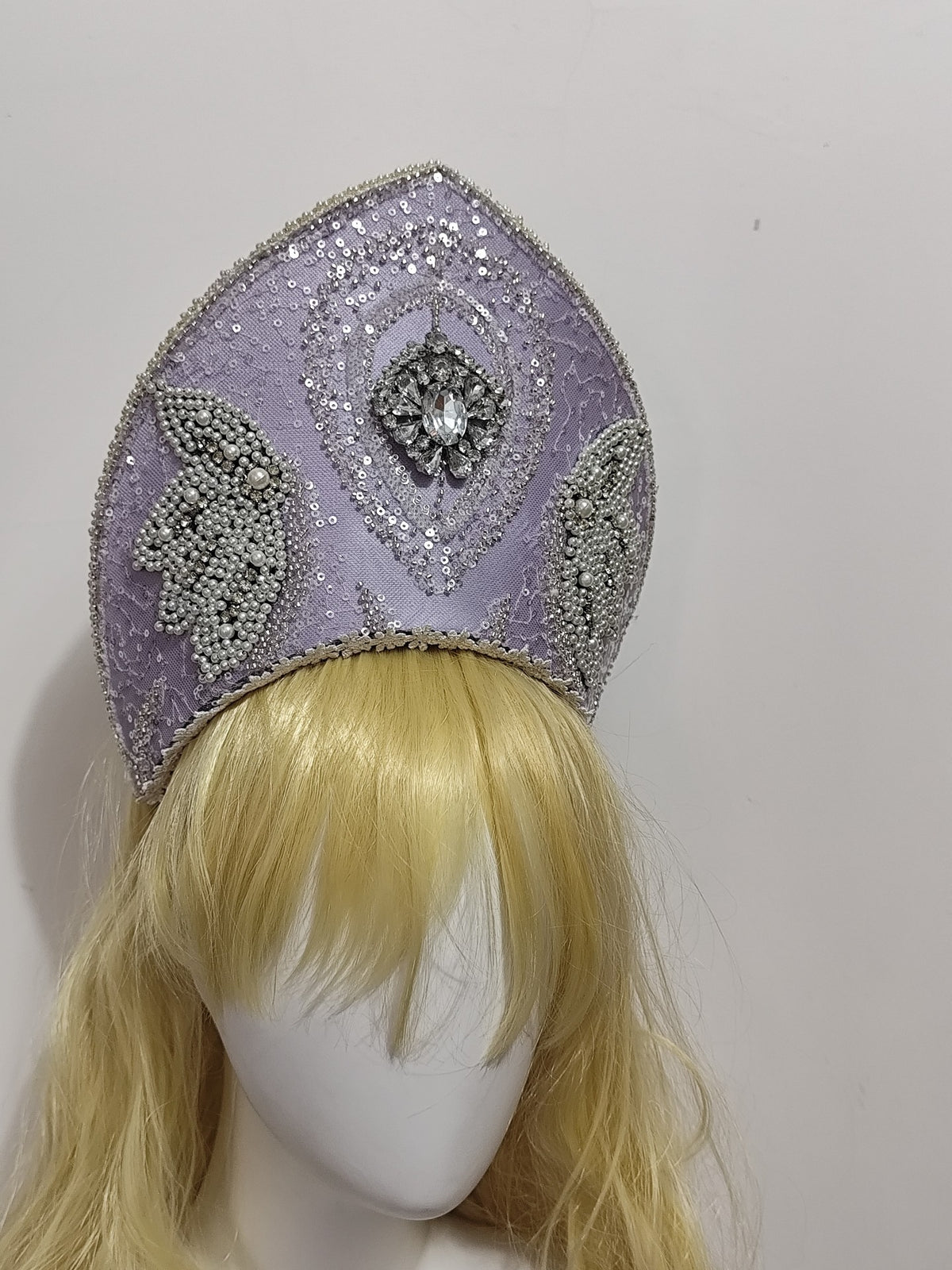Lavendel Kokoshnik Lolita-krona med strass
