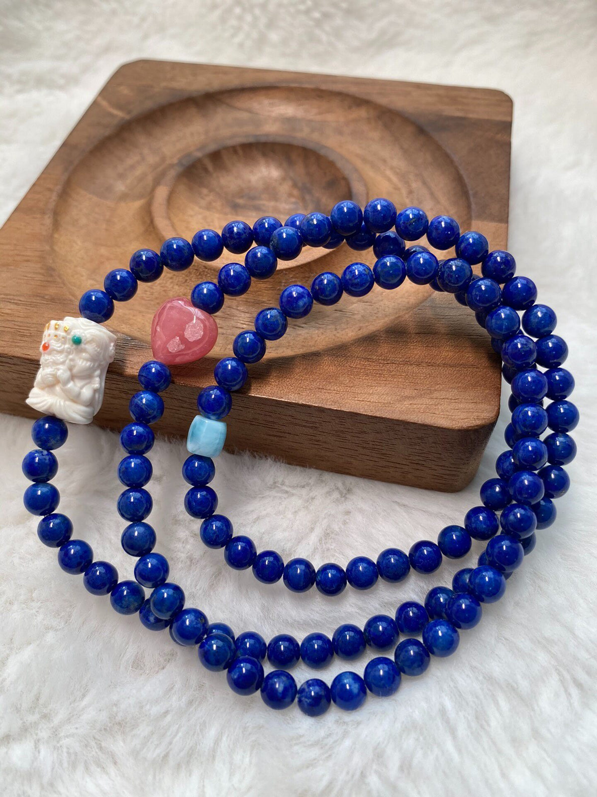 Lapis Lazuli Triple Wrap Bracelet Zha Ji La Mu