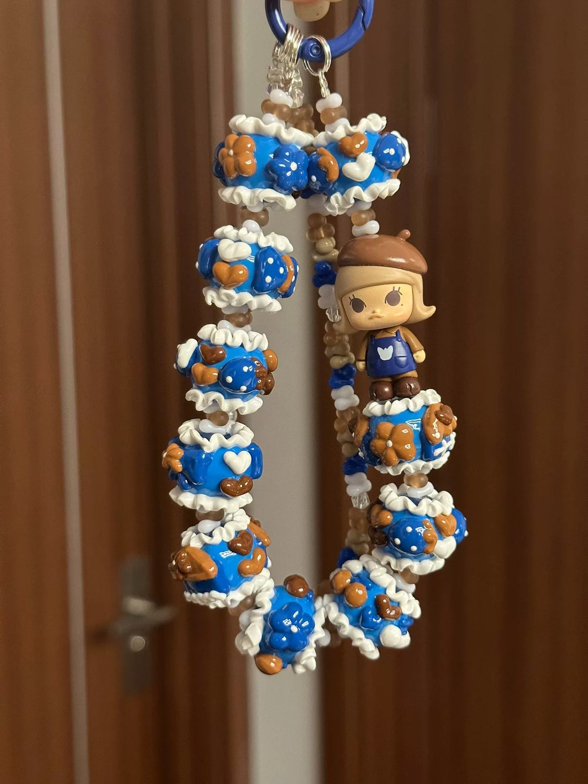 Blue Beaded Character Keychain