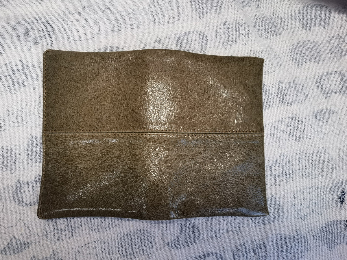 Handmade A6 Binder Cover Khaki Green Oil Wax Leather