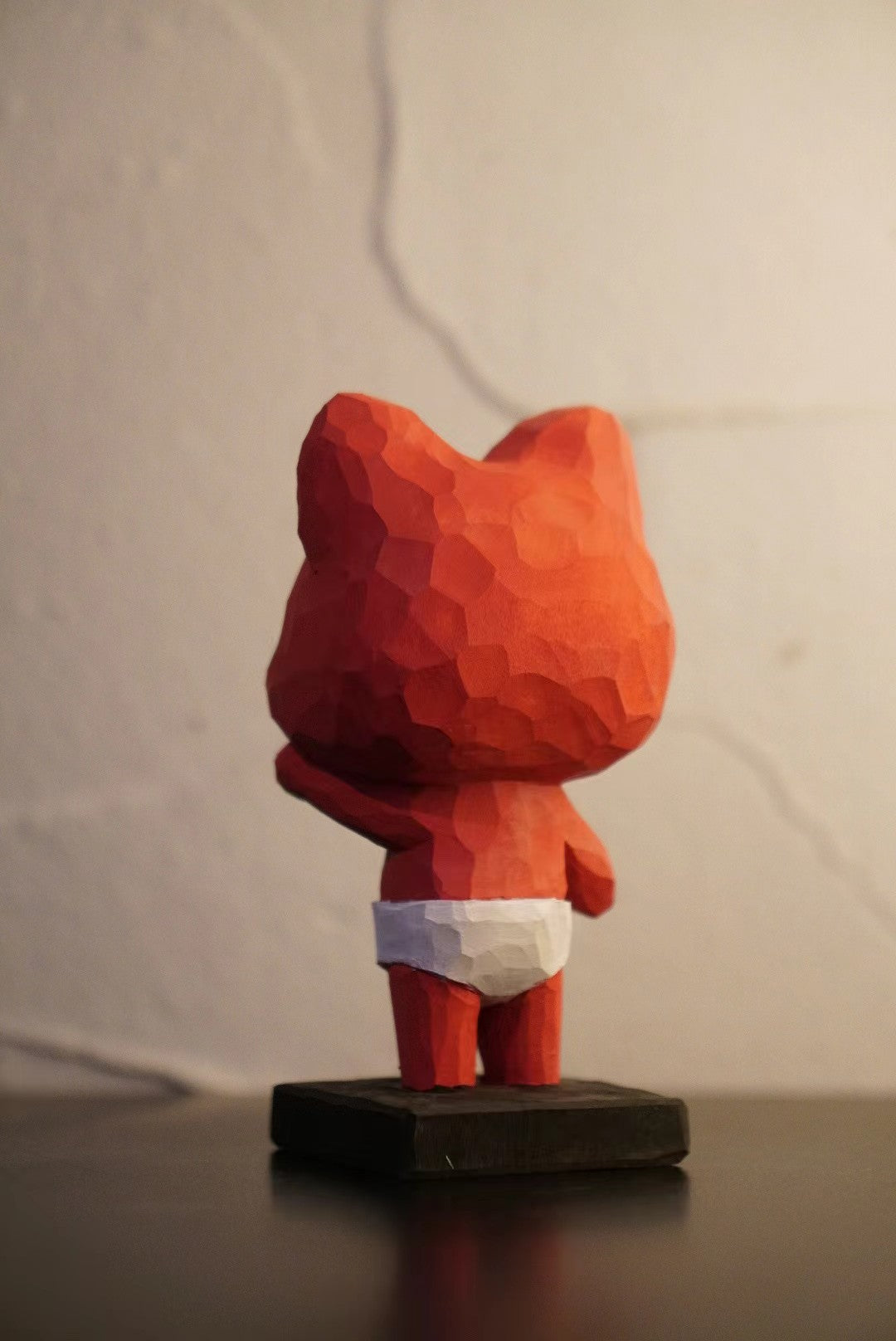 Hand-Carved Linden Wood Geometric Fox Figurine