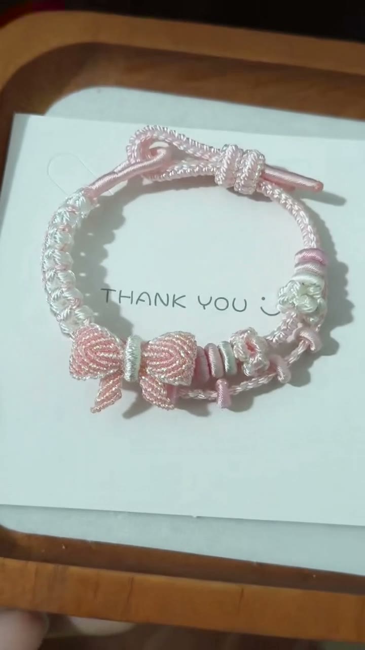Handwoven Pink White Gradient Bracelet