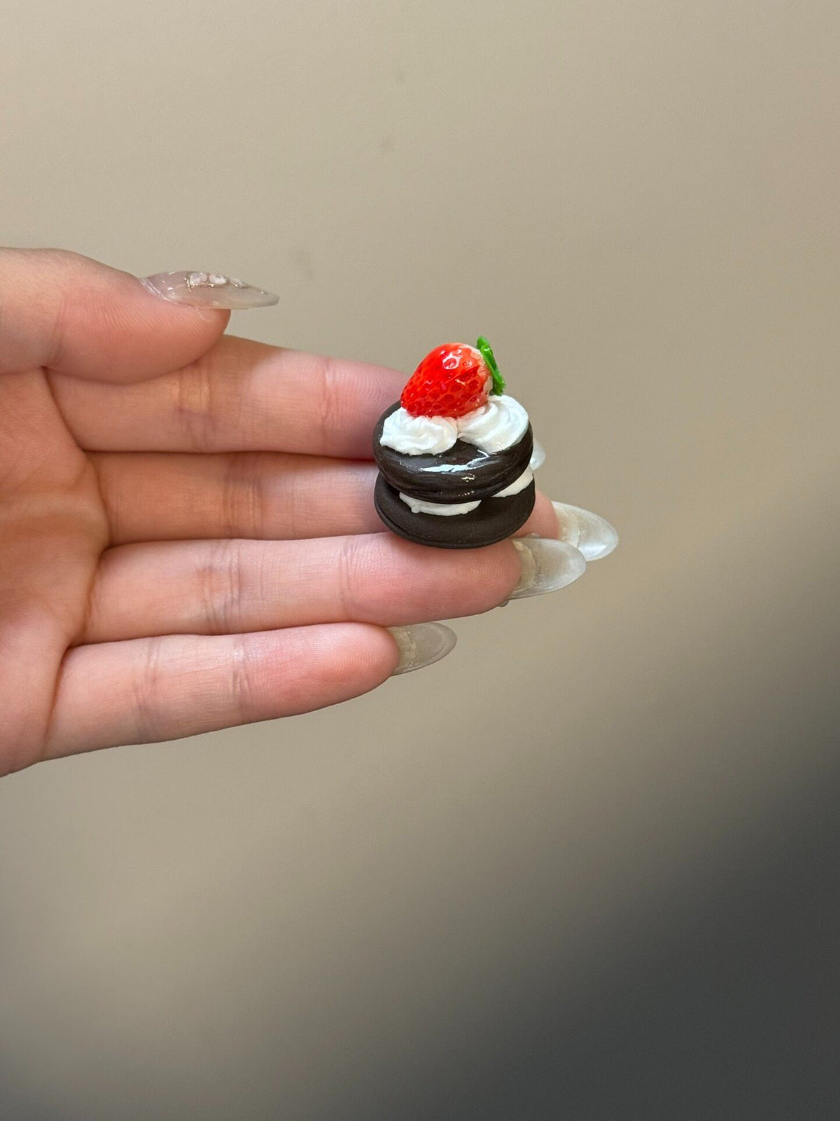 Miniature Clay Strawberry Chocolate Muffin Charm