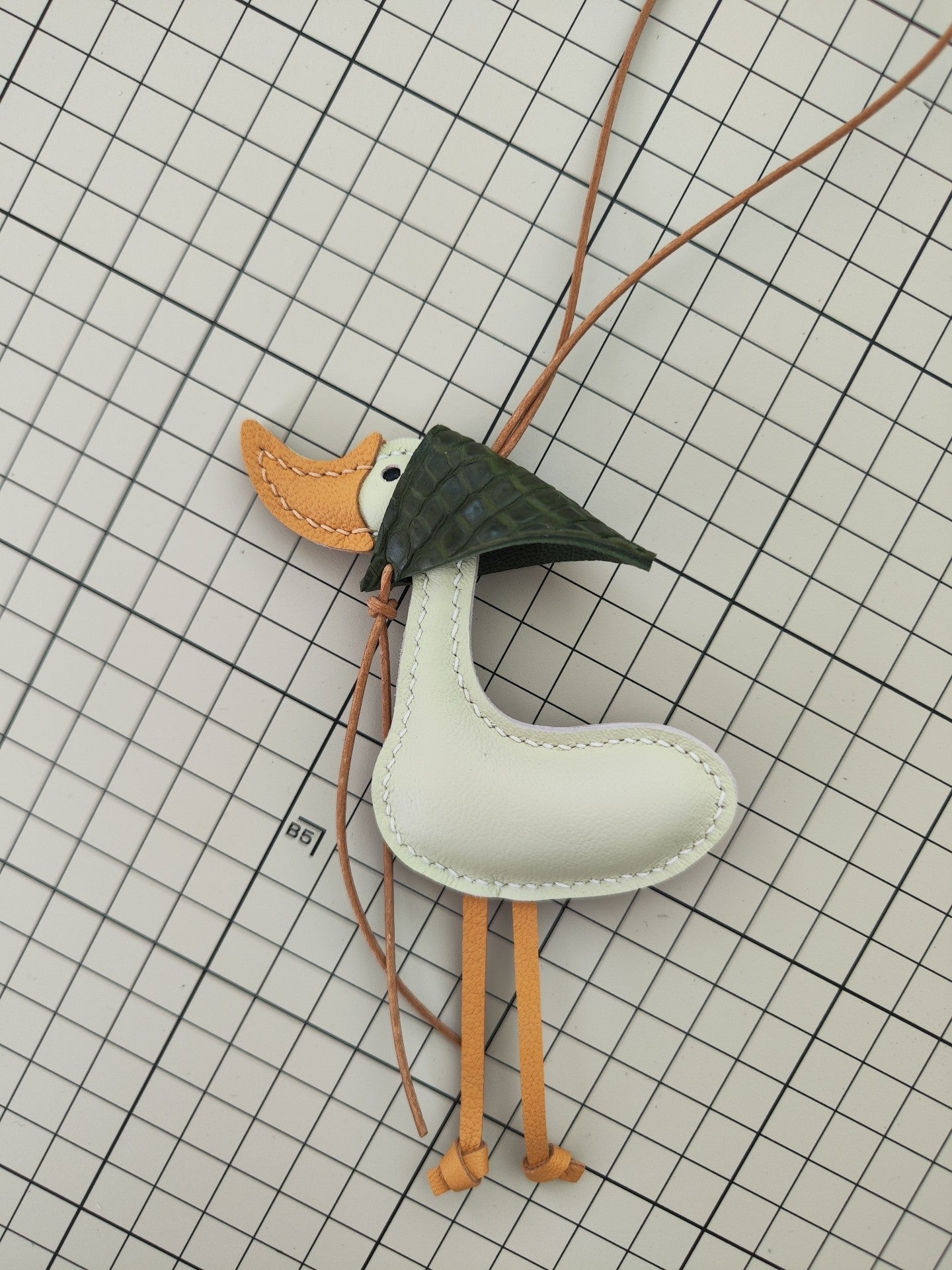 Handmade Leather Lucky Duck Keychain Bag Charm