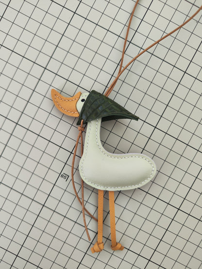Handmade Leather Lucky Duck Keychain Bag Charm