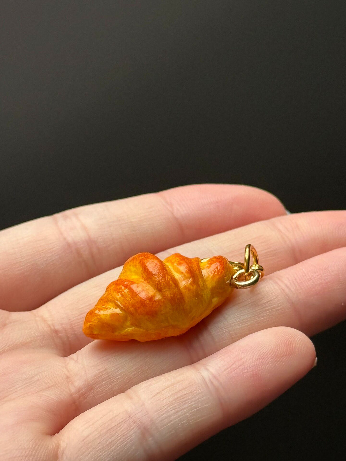 Miniature Clay Croissant Charm Glossy