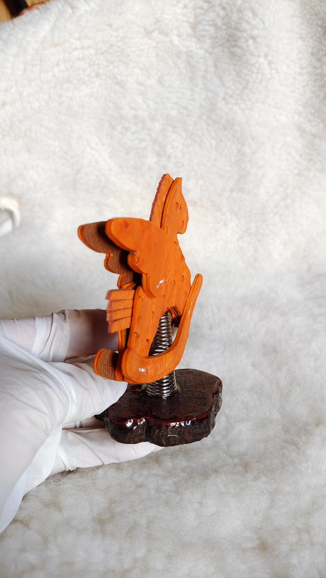 Ostrich Leather Rocking Horse Car Ornament