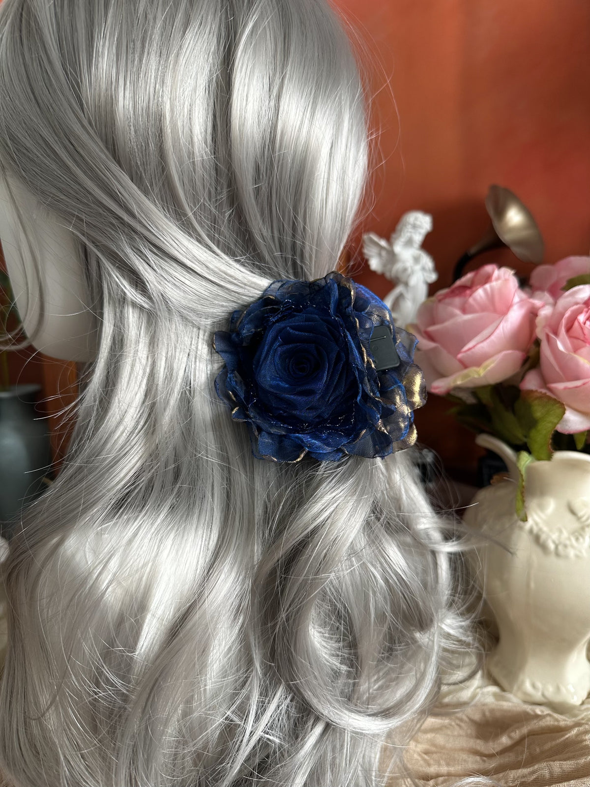 Handmade Fabric Rose Claw Clip