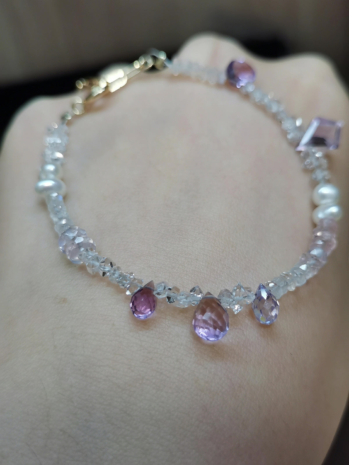 Pulseira de Pedras Naturais com Pérolas