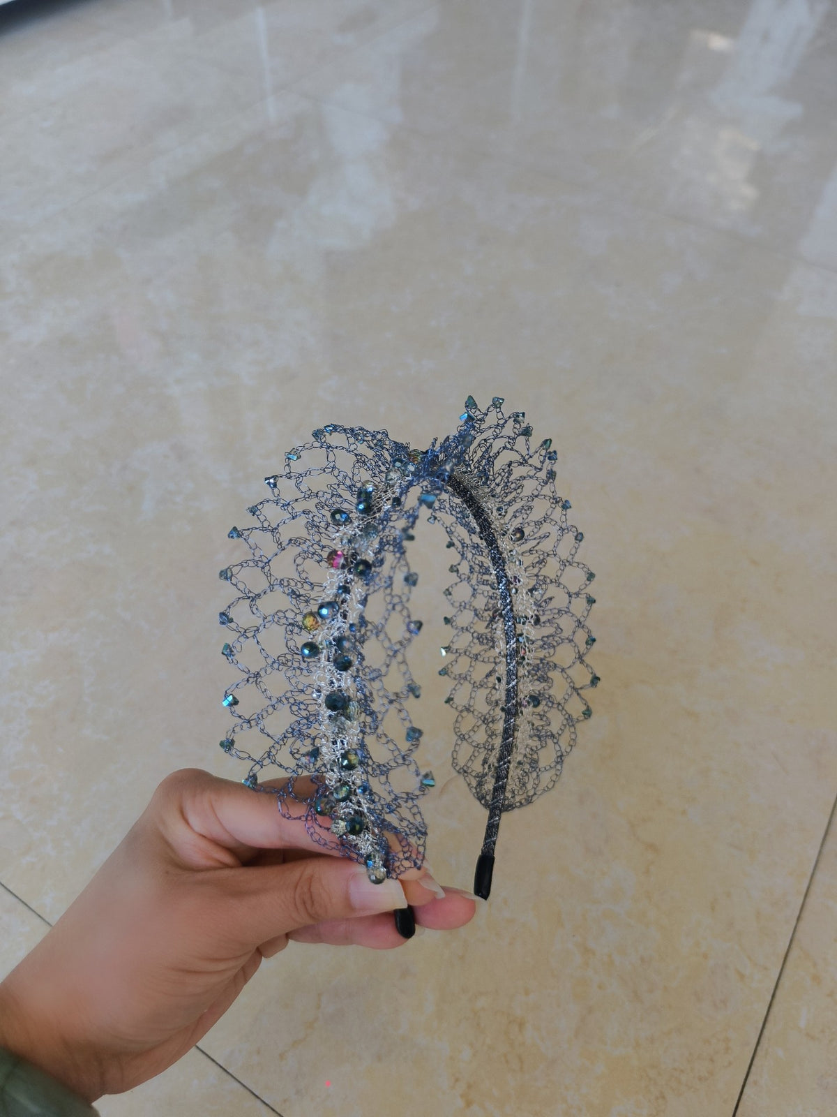 Wire Lace Beaded Hair Headband