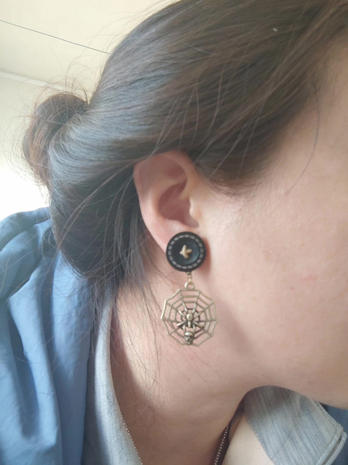 Handmade Wooden Spiderweb Dangle Earrings