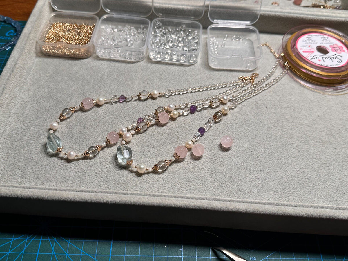 Multi-Strand Gemstone Pearl Necklace