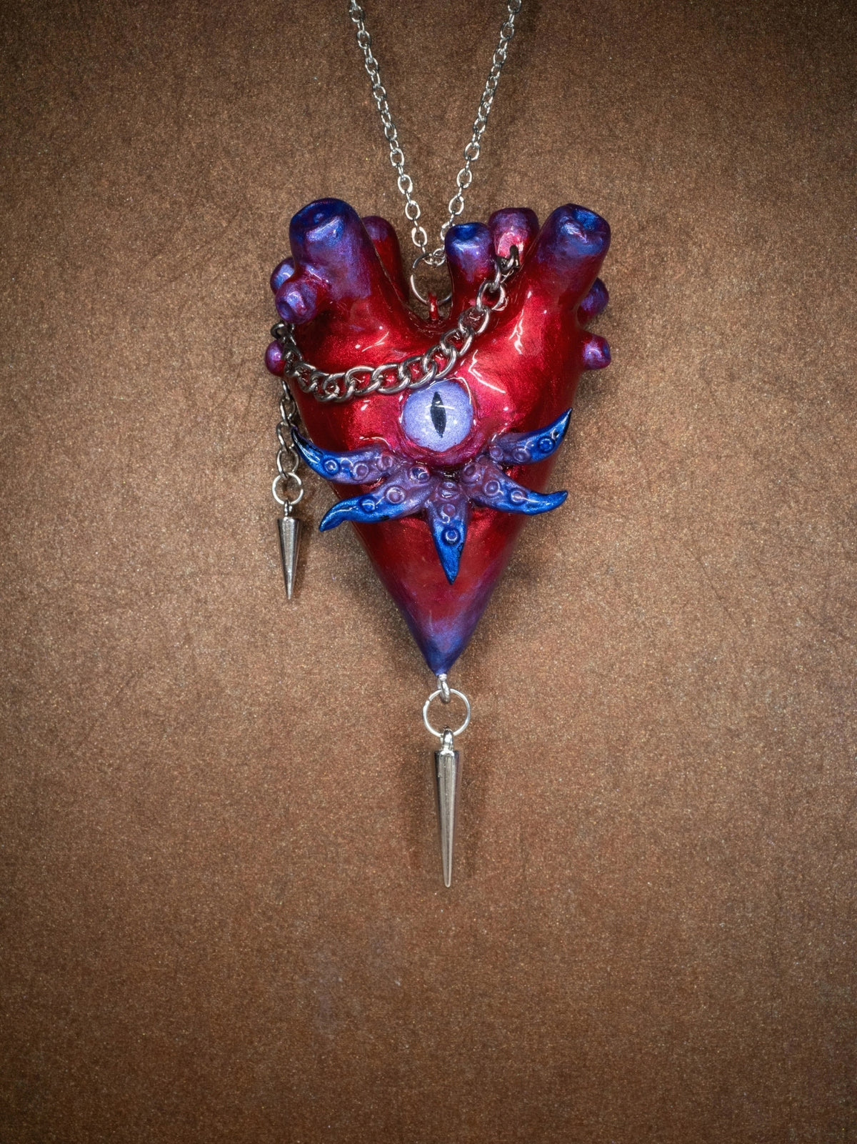 Gothic Heart Tentacle Pendant Necklace