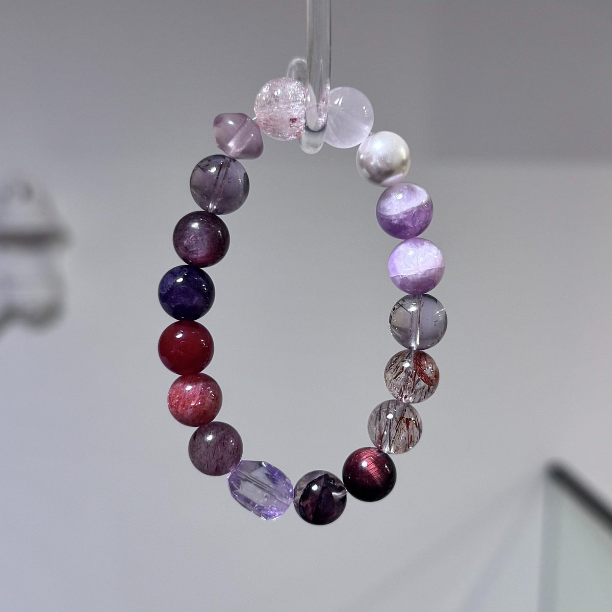 Amethyst Beaded Bracelet 10mm Mixed Gemstones