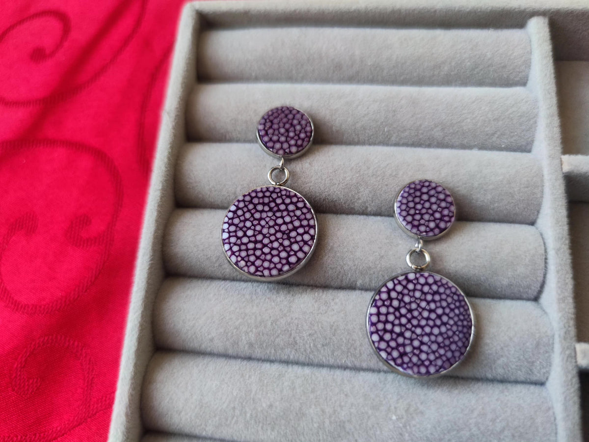 Lavender Stingray Skin Drop Earrings