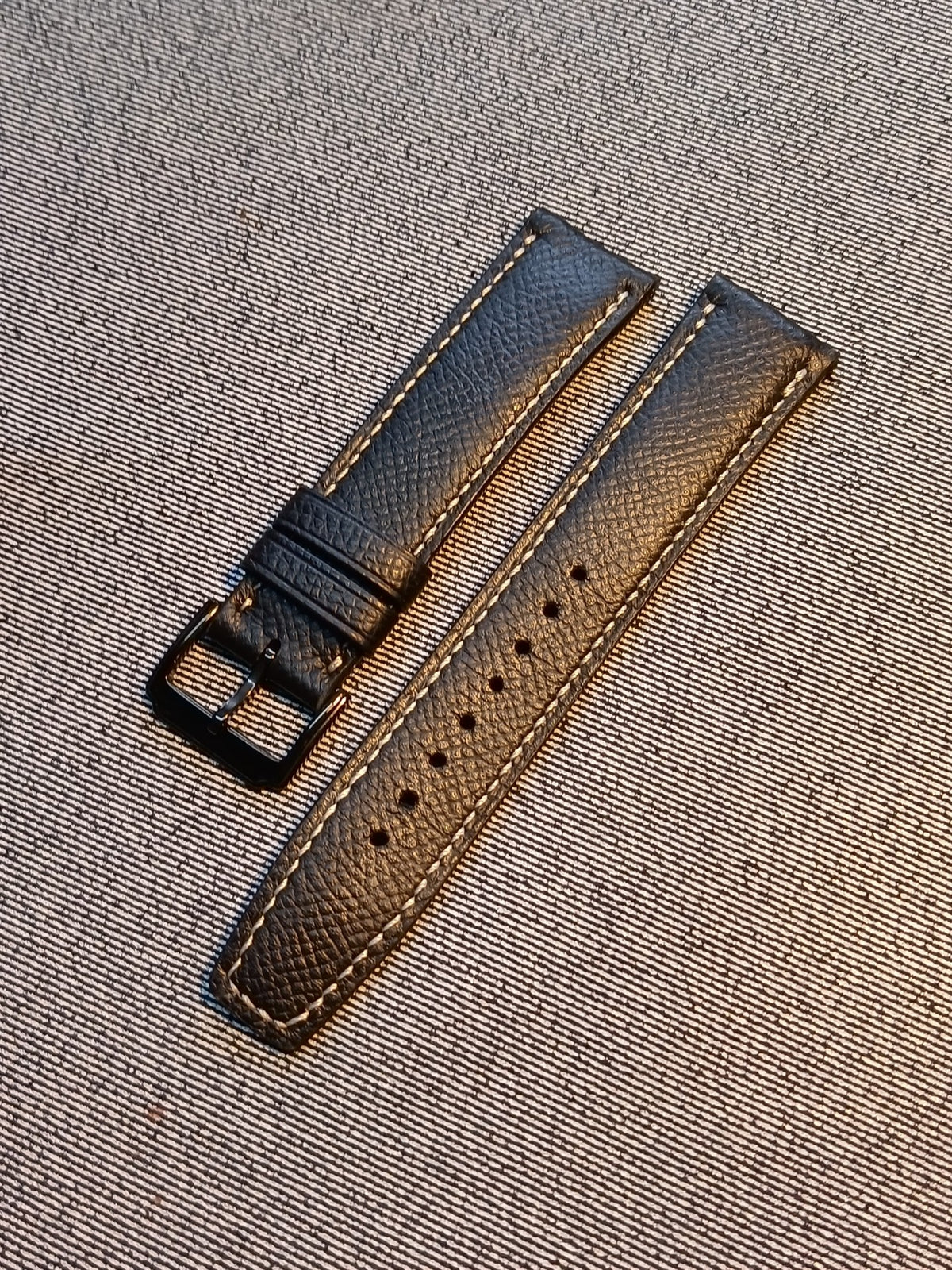 Black Epsom Leather Watch Strap 22mm