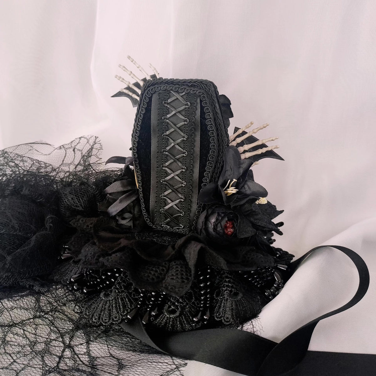 Gothic Coffin Skeleton Fascinator Hat
