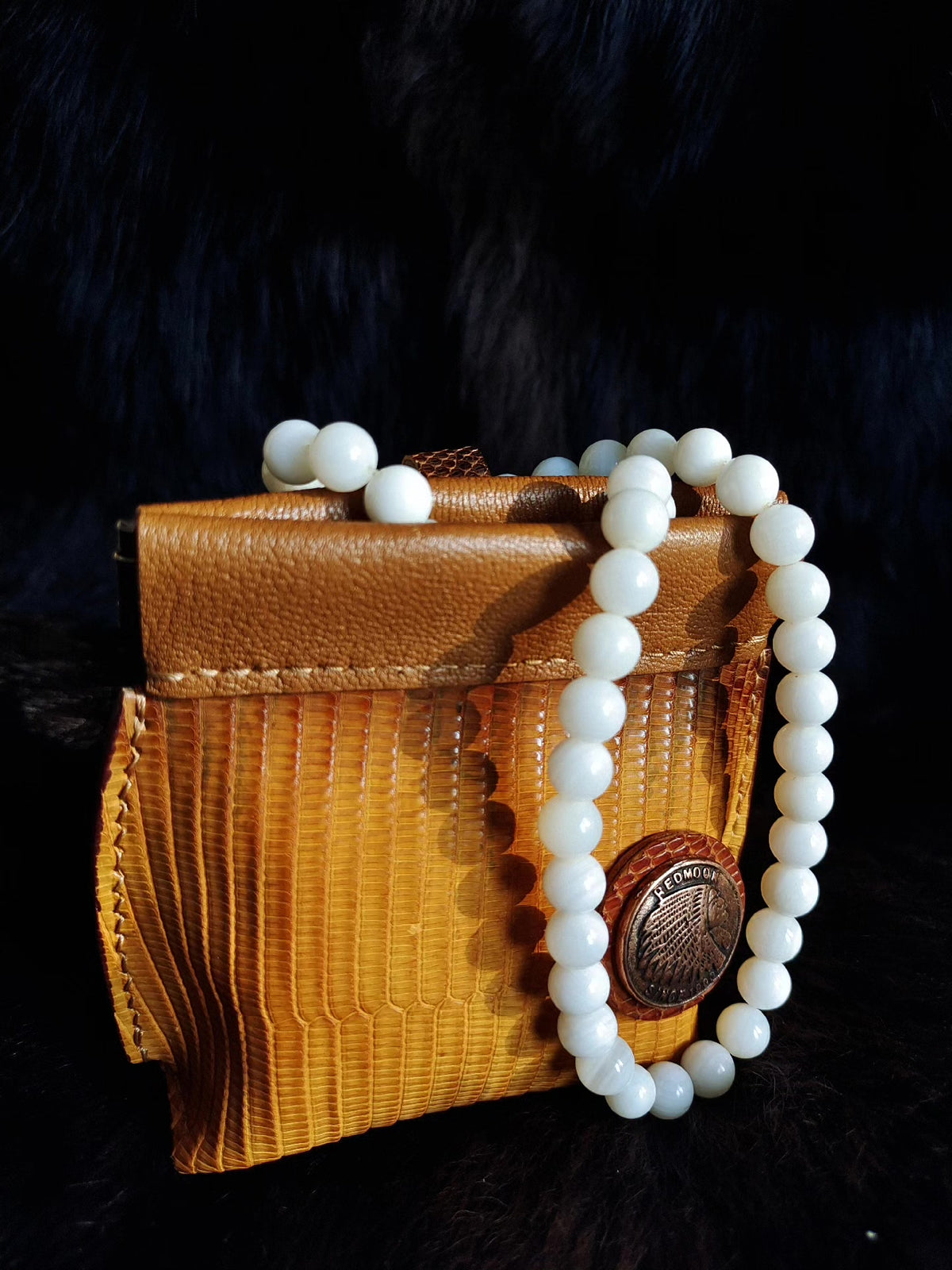 Vintage Sunset Yellow Exotic Leather Coin Purse