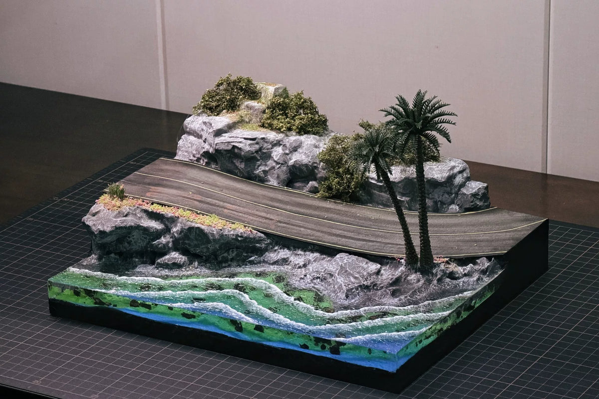 Resin Water Coastal Cliff Road Diorama